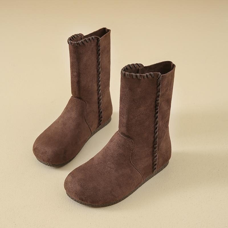 

Frosted retro flat short boots women s autumn and winter new round head casual Maillard western boots 35 коричневый