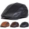 Unisex Retro Newsboy Caps Herren Britische Malerhüte Herbst Winter Baskenmützen Leder-Patchwork Schiebermütze Hip Hop Baskenmützen