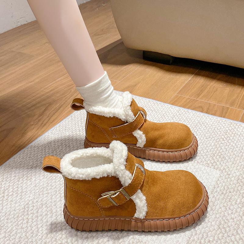 Fashion Aphixta Buckle Dec 4cm Chunky Heel Women Warm Snow Boots Sneaker Shoes Short Plush Ladies Footwear Botas De Invierno Para Mujer