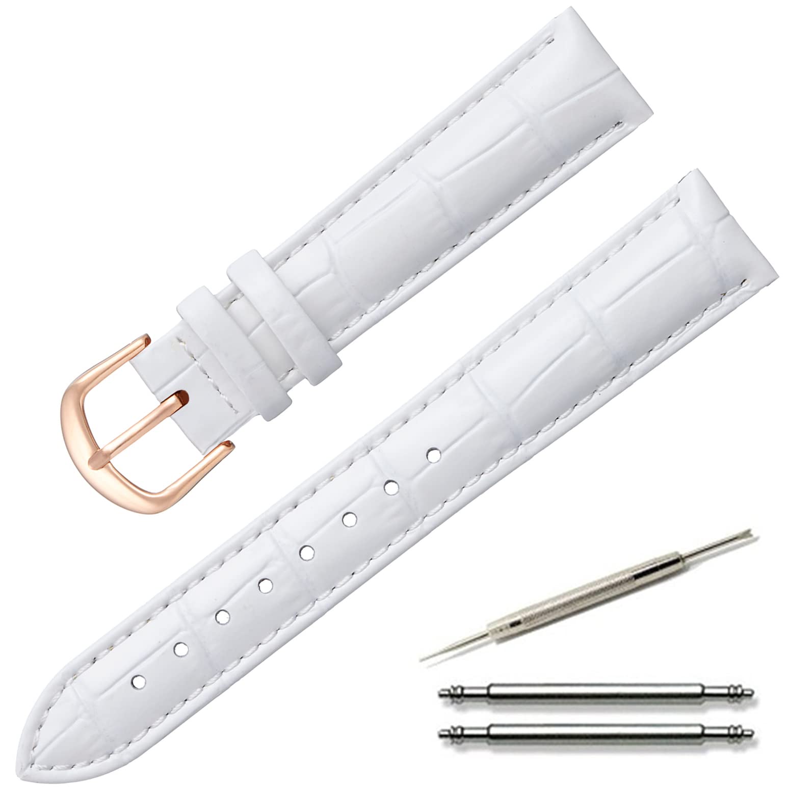 

Calme Watch Strap, Genuine, Crocodile-Embossed, Leather Band, Replacement Strap, 0.5-0.9” (12 - 22 mm),