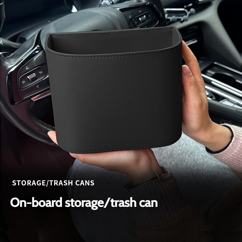 1pc PU Leather Car Trash Can - Large Space Rear Seat Garbage Bin, Easy To Fix Design,Compact Car Door Hanging Trash Can,Storage