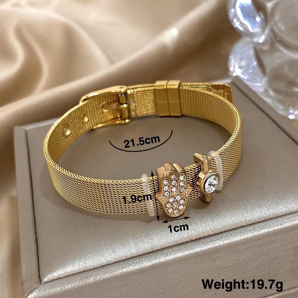 Greatera Stainless Steel Strap Men Bangle Fashion Adjustable Personality Knit Mesh Belt Bracelet For Couples Simple Jewelry