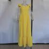 Bright Yellow 2025 Summer Women's Evening Beach Dress, Sexy Flying Sleeve, Long, Size 5XL