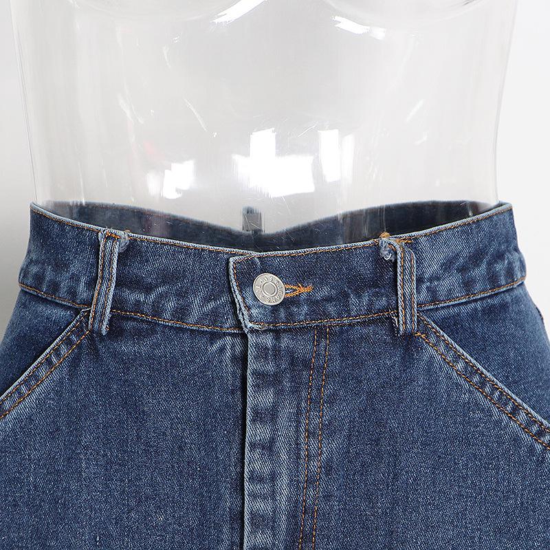 2025 Summer Street Style Denim Skirt: Women's Long Skirt with Unique Personality and Big Pocket Design