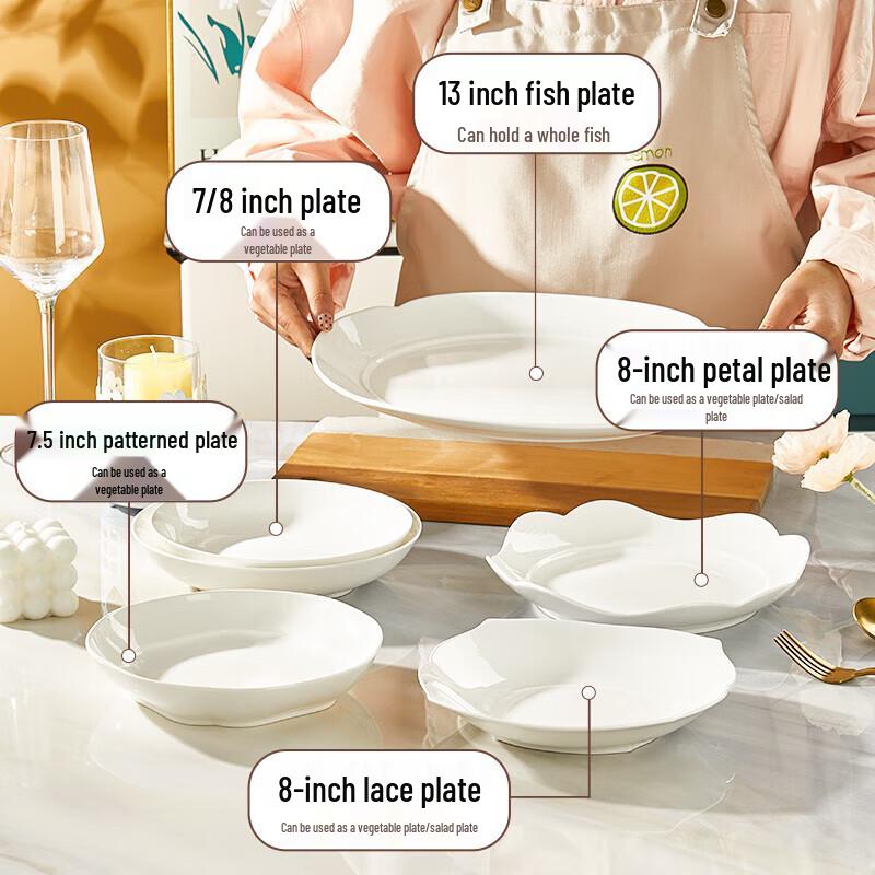 NHZHIW Chinese Style Deep Ceramic Serving Plates (Set of 2)