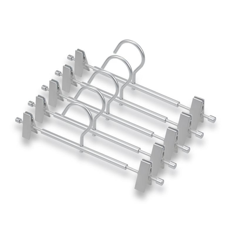 5/10 szt. Aluminiowe wieszaki na spodnie, Stojaki na spodnie z dwoma regulowanymi antypoślizgowymi klipsami, Obrotowy haczyk, Stojak na ubrania do przechowywania w szafie