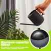 Arrosoir inox 1 L noir - bec fin 16 cm, poignée bois, anti-corrosion, pour plantes d'intérieur