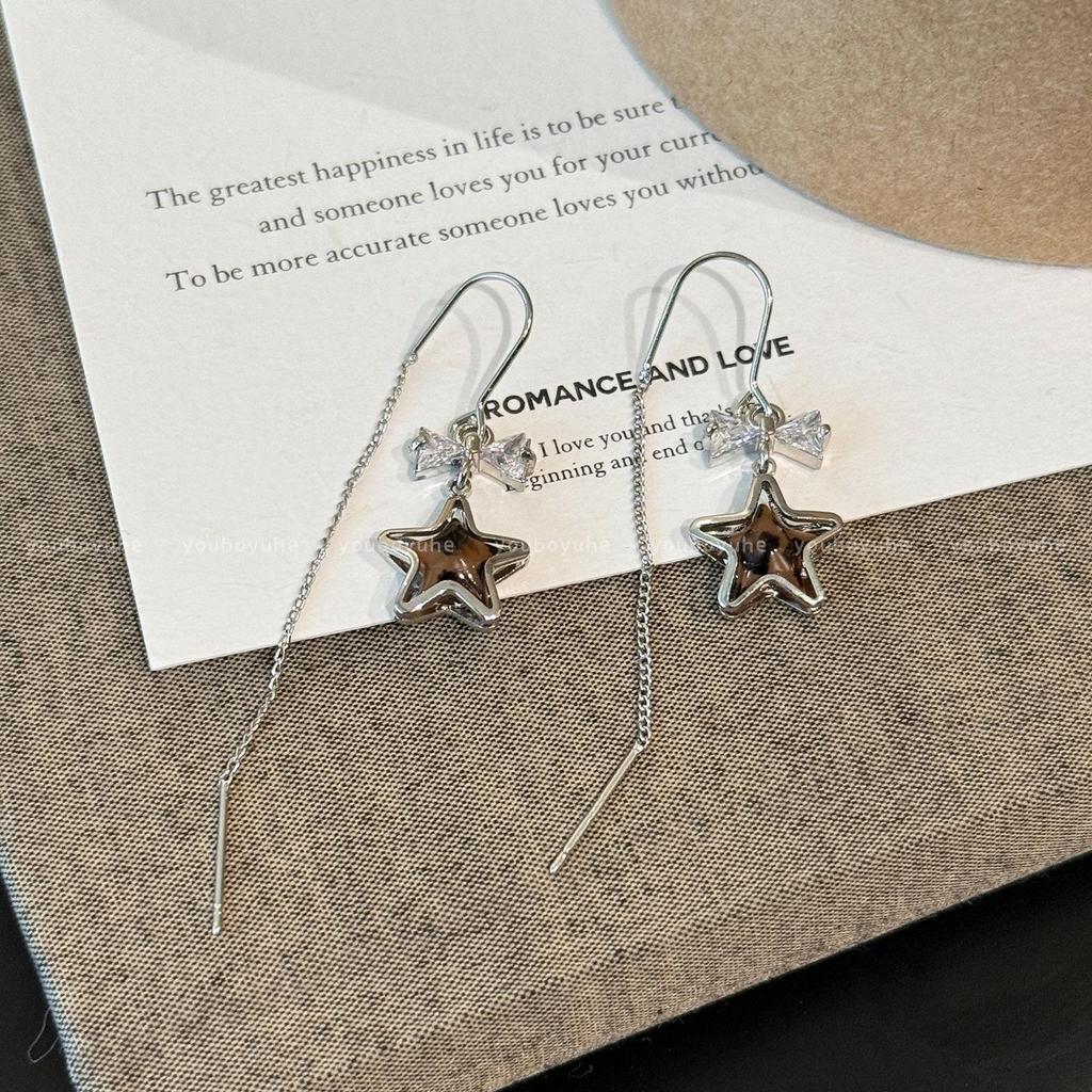 Leopard Print Star Bow Tassel Earrings: Luxurious, Unique, and Stunning Women's Ear Hooks