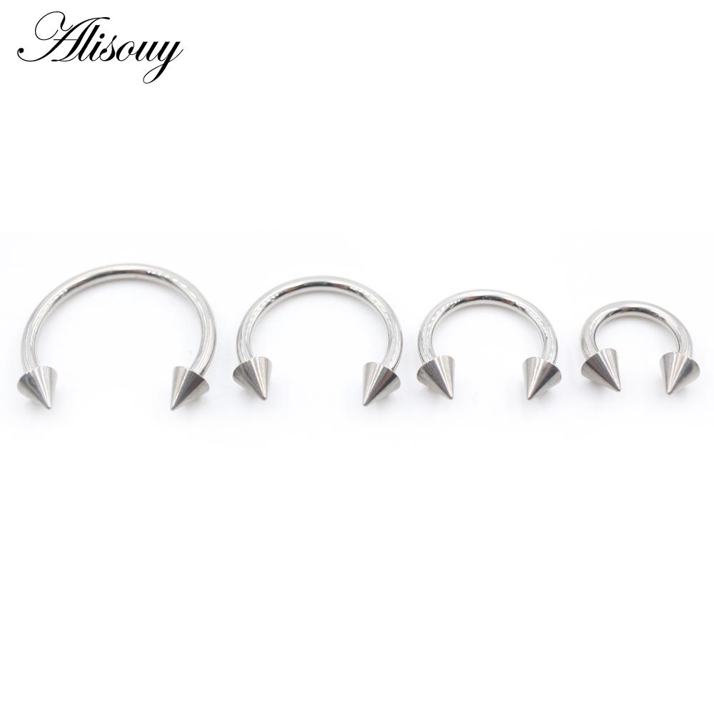 Alisouy 1PC Titanium Cone Internally Threaded Horseshoe Nose Ring Tragus Septum Helix Cartilage Earring Body Piercing Jewelry