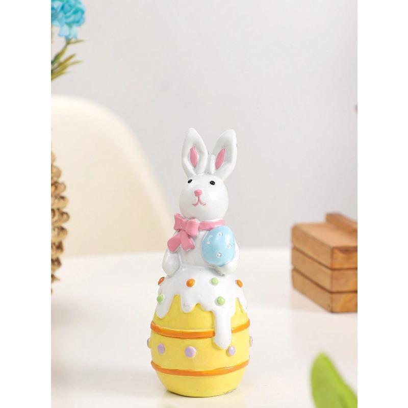 Easter Decorations, European Style Cute Easter Bunnies, Easter Eggs Decor, Resin Rabbit & Eggs Figurines, Home Party Gift Gifts Birthday Graduation