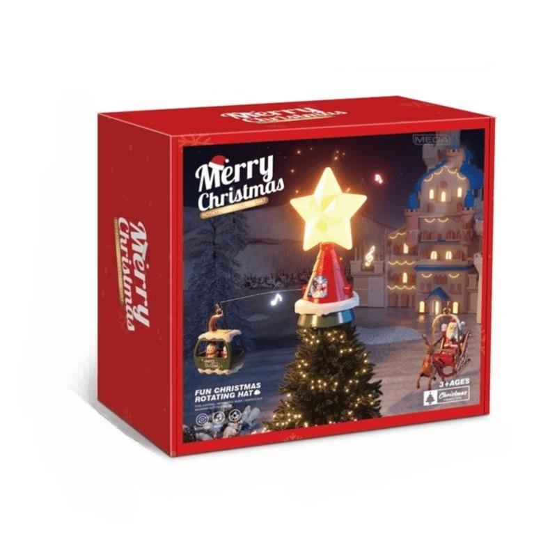 

Christmas Tree Top Rotating Carousel with Music & Lights USB Power Vibrant Holiday Decor for Indoor/Outdoor Christmas Decoration