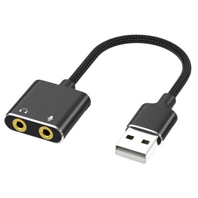 USB To 3.5mm Adapter USB2.0 External Stereo Sound Card Converter Adapter with Headphone and Microphone Jack for PC