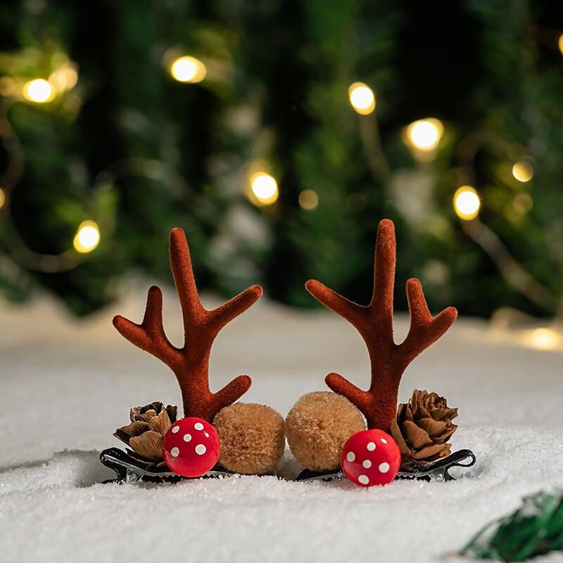 Cute Christmas Deer Antler Hair Clip & Headband Set