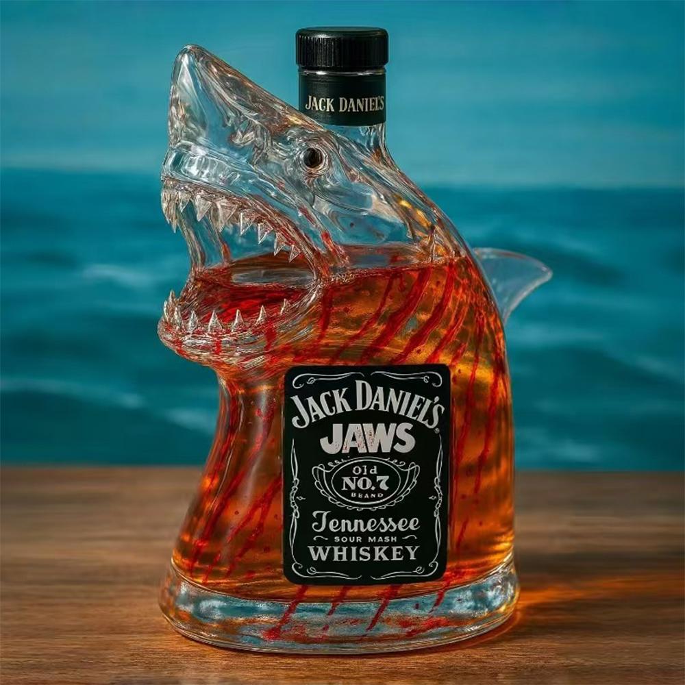 320ml Shark Statue Wine Bottle, Decanter Decoration For Bar,Office,Home Whiskey Bottle 3D Engraved Whiskey Glasses Theme Statue