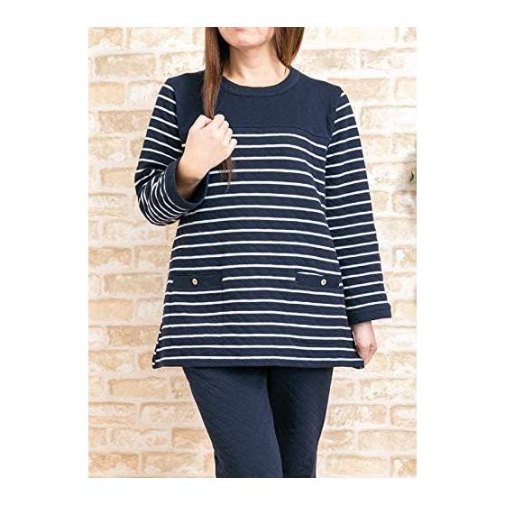 [K's Eye] Skin-friendly 100% cotton knit quilt pajamas, women's, winter, long sleeve, border, suitable for winter, nightwear, loungewear, loungewear,