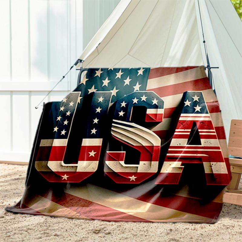 1pc flag pattern blanket, all season lightweight home office outdoor nap multifunctional blanket