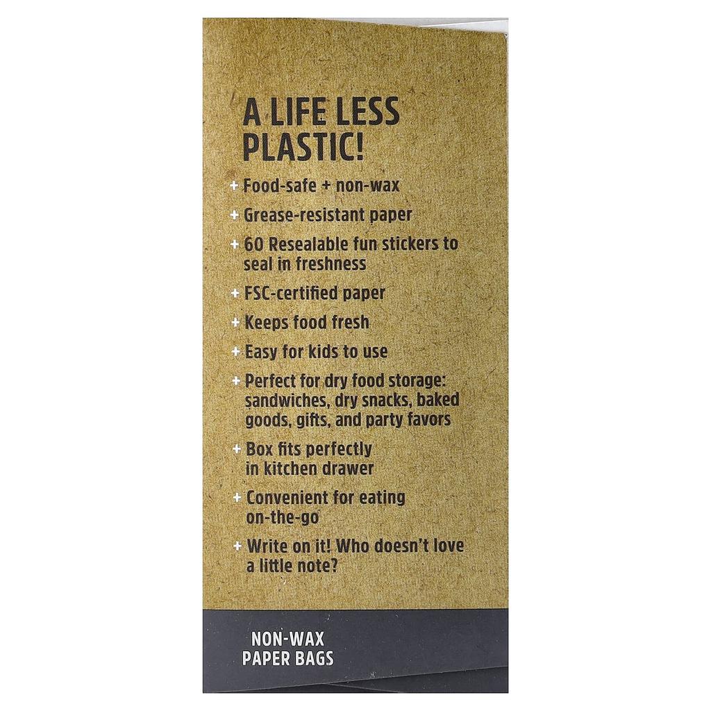 Lunchskins, XL Paper Sandwich Bags, with Resealable Stickers, 50-Count