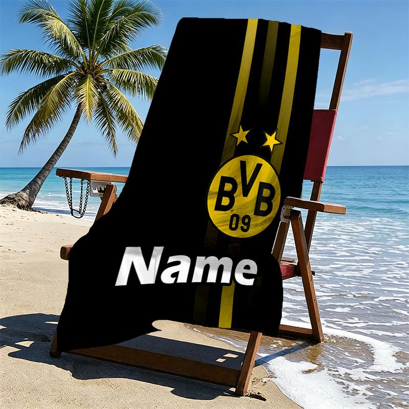 Asciugamano da Spiaggia Personalizzato con Nome Borussia Dortmund, per Viaggio Campeggio Festa in Spiaggia Arredamento Casa, Regalo di Compleanno per Famiglia e Amici