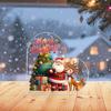 2D Flat Heart-Shaped Acrylic Christmas Desktop Decoration, Santa Claus & Reindeer Design, Snowy Tree & Presents, Suitable for wall decoration, porch,