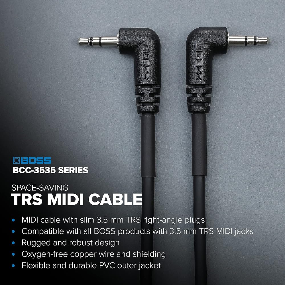 BOSS BOSS MIDI Cable BCC-1-3535 MIDI Cable 3.5mm TRS/TRS 30cm LL Pedal MIDI Control 200 Series GT...