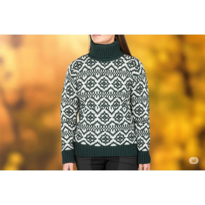 Maglione da Uomo Retro a Rombi a Collo Alto Pullover Largo Lavorato a Maglia