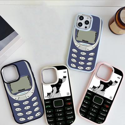 Per iPhone 13 14 15 Pro Max Samsung Galaxy A14 A15 A24 Xiaomi 13T Redmi 12C Custodia morbida per telefono paffuto A46 Divertente pulsante retrò Design TPU cover