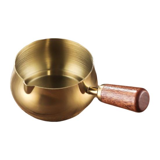 50/100/150ML Edelstahl Saucenschale mit Holzgriff V-förmige Öffnung Espressotasse Gewürze Salatdressings Dippschale