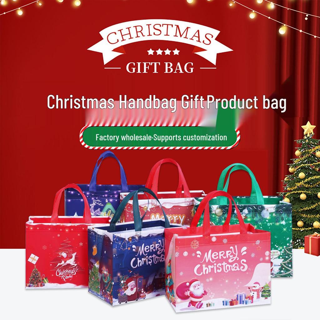 Christmas Style Laminated Non-Woven Gift Bag for Clothing & Shopping