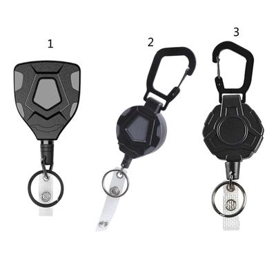 Heavy Duty Retractable Keychain Easy-to-pull Buckle Rope Elastic Keychain Anti Lost Keyring with Steel Retractable Cord