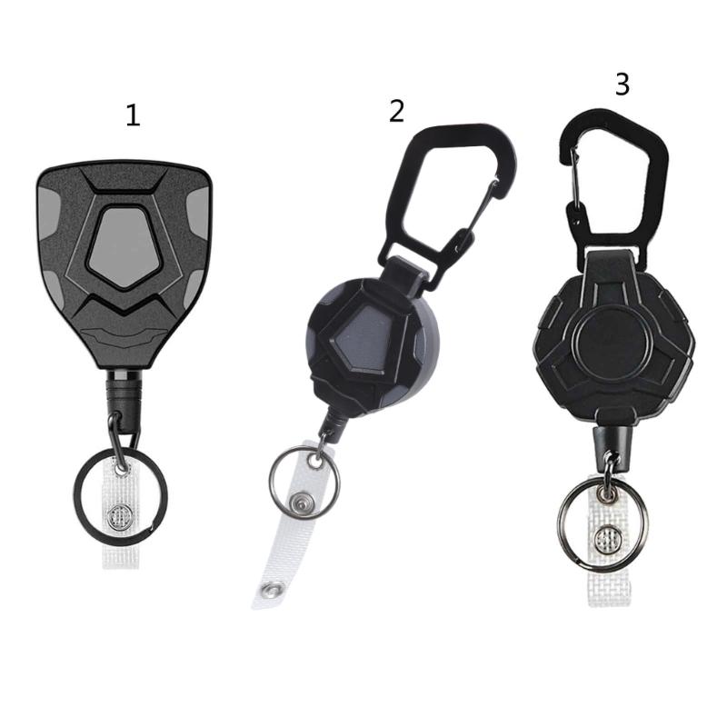 Heavy Duty Retractable Keychain Easy-to-pull Buckle Rope Elastic Keychain Anti Lost Keyring with Steel Retractable Cord