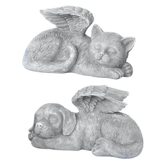 Personalized Angel Cat Memorial Statue Resin Pet Sculpture with Angel Wings for Garden Outdoor Tombstone Marker Emotional Gifts