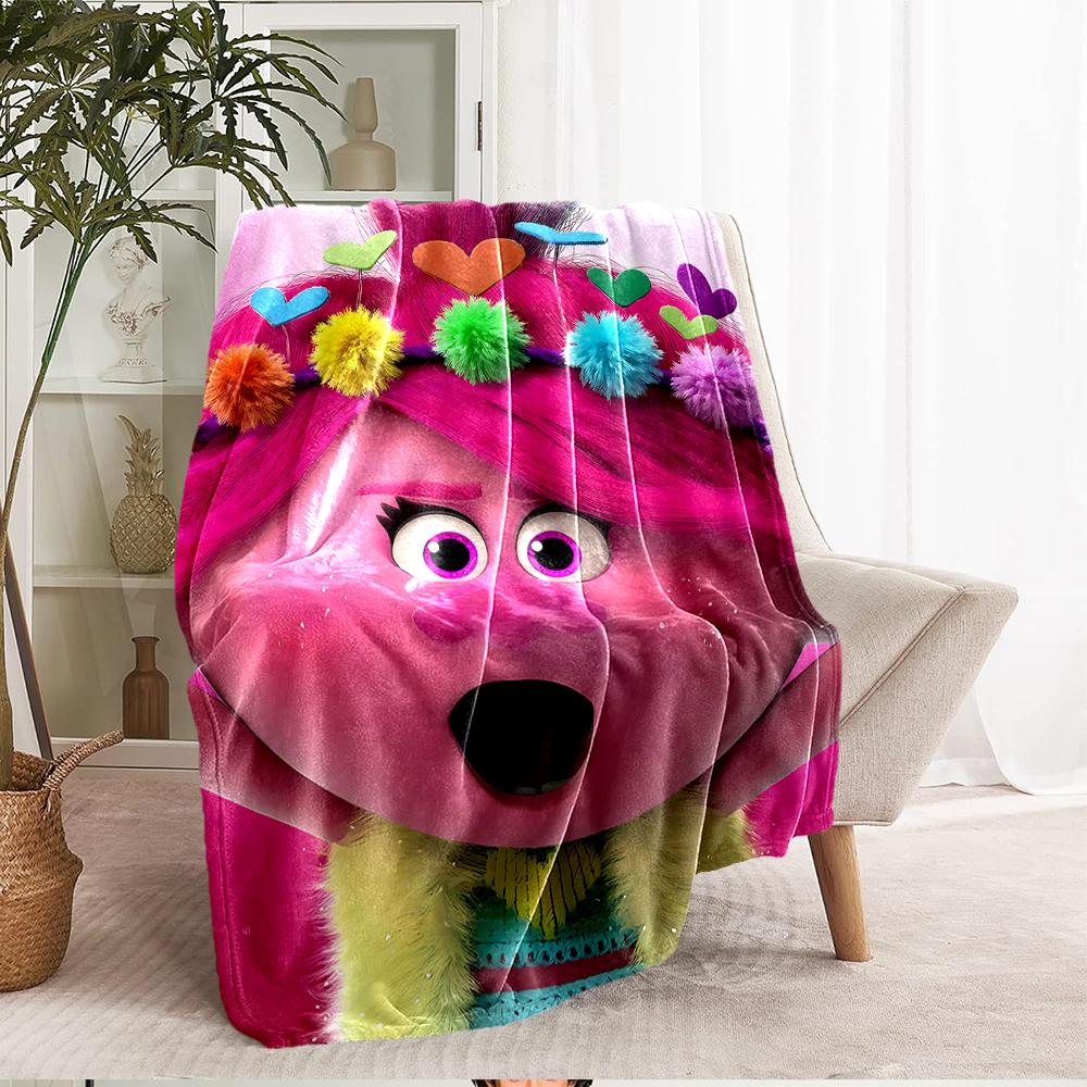 Trolls Theme Printed Blanket - Perfect for Couch, Bed, Travel & Outdoor Use | Machine Washable, Cozy & Durable.