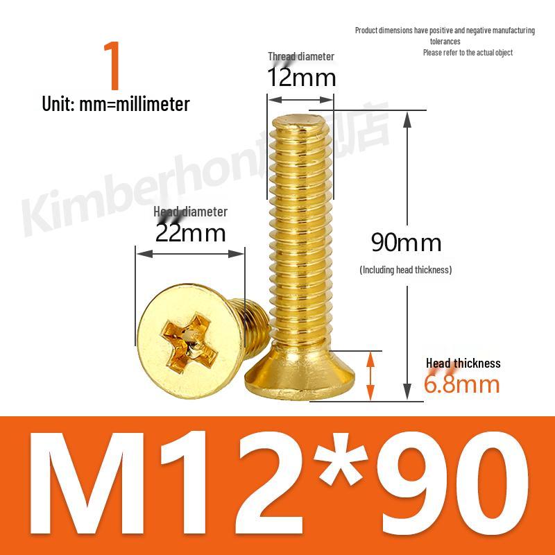 Copper Phillips Countersunk Head Machine Screws, Sizes M2–M4, Lengths 6/8/10/12mm