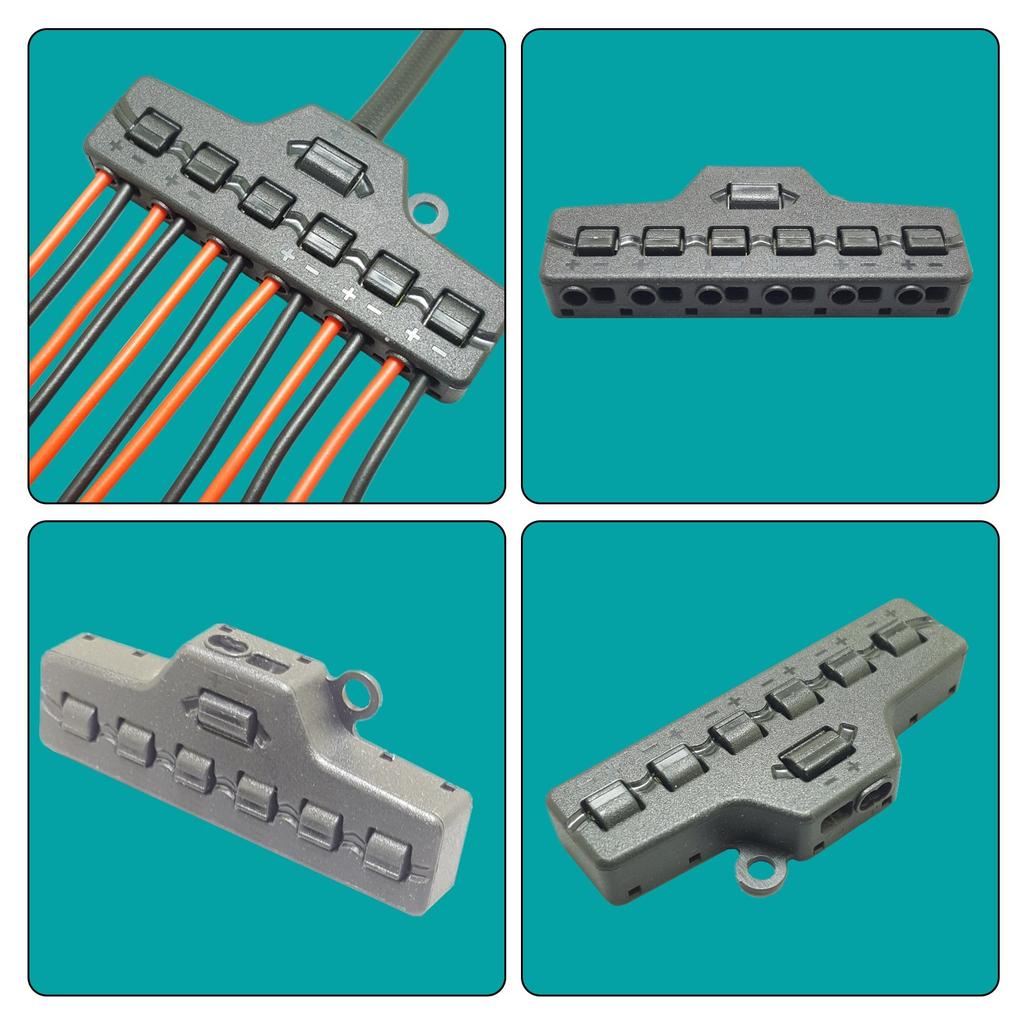 Low Voltage Wire Splitter 1 Input 6 Output LED Lighting Wire Connector Block for LED Strip Lighting Distribution Block