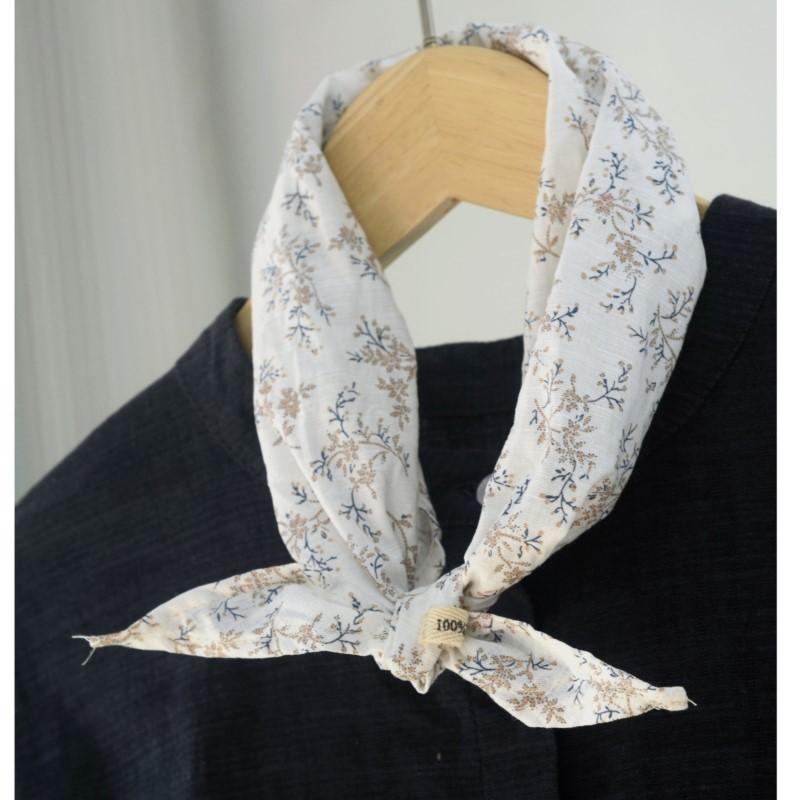Johnature Korean Floral Triangle Scarf Four Seasons Versatile Casual Print Decorative Scarfs Women