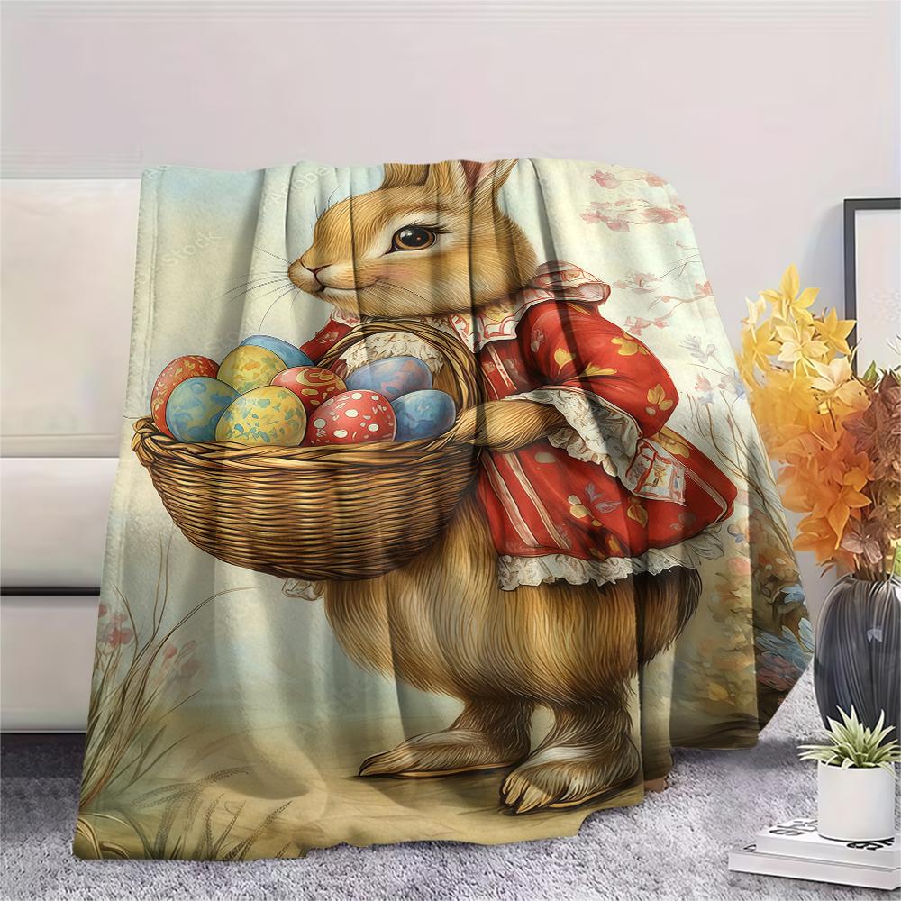 Coperta in Flanella con Stampa di Uova di Pasqua, Alta Qualità, Confortevole per Tutte le Stagioni, Decorazione per la Casa, Calore e Comfort, Perfetta per Regali di Natale