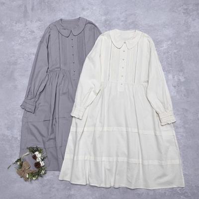 Japanische Kleider Damen Frühling Lässig Basis Umlegekragen Locker Einfarbig Damenkleider