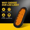 2 Lâmpadas LED Âmbar 15cm Ovais para Trailer 10 Luzes Freio Seta Lanterna Traseira Caminhão Selado com Plugue de Borracha