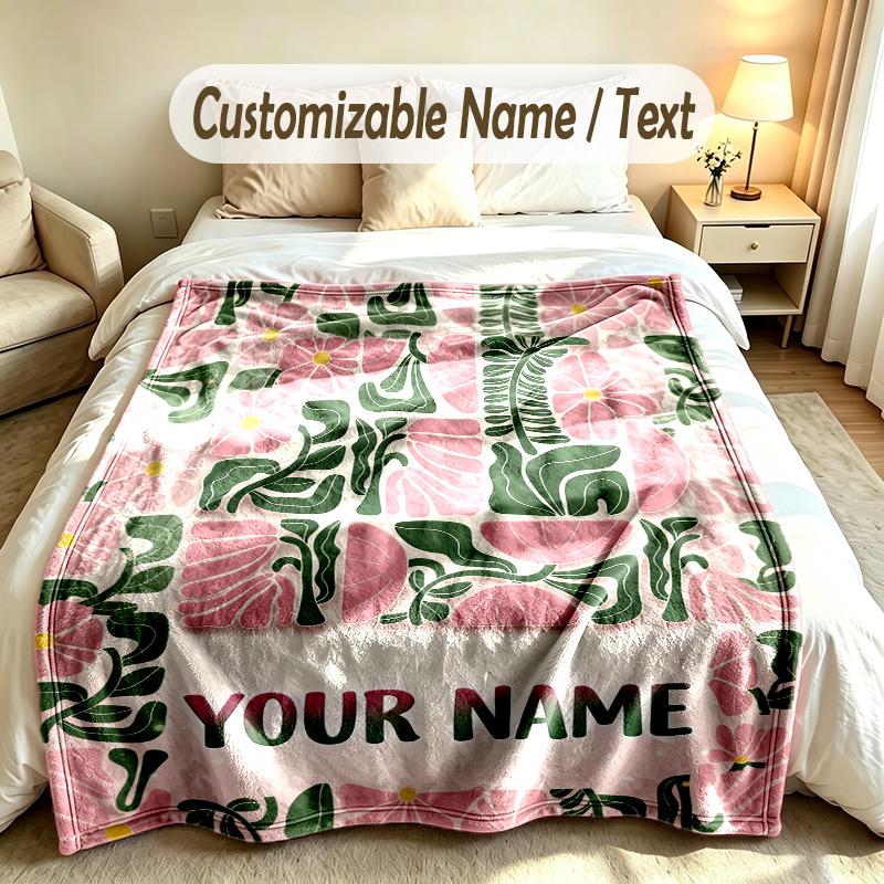 Thème Jardin Fleuri Couverture Douce Personnalisée Nom Personnalisé Impression Texte Couverture Chaude Décoration Canapé Maison Chambre à Coucher