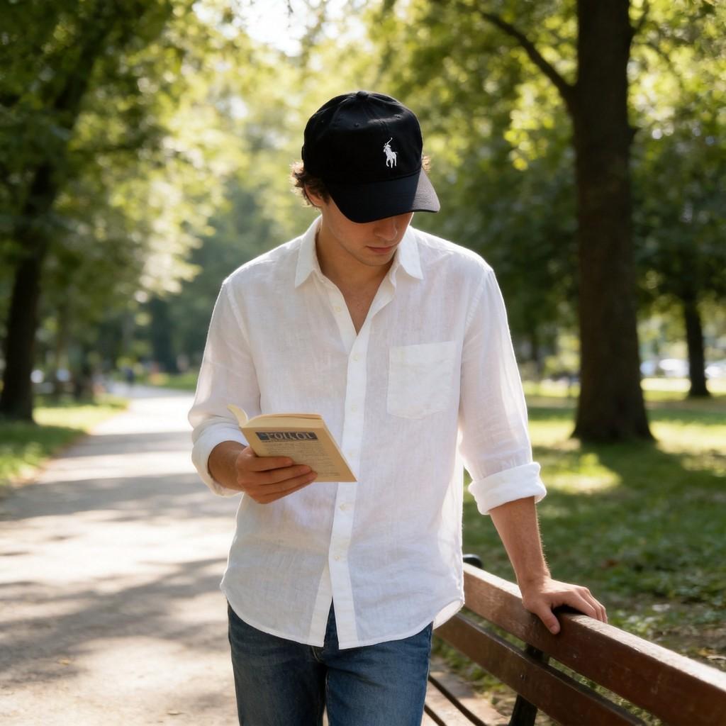 Polo Embroidered Baseball Cap With Wide Brim For Sun Protection And Casual Style