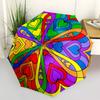 1 Stück Regenbogen Herz Automatischer Faltregenschirm - Tragbares 3-fach Design, 8-Speichen Eisenrahmen Outdoor-Schirm, Perfektes Geschenk für Fans, Reisende, Täglichen Gebrauch