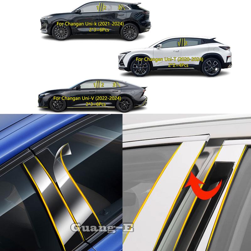 TPU/Glossy Mirror Door Central Middle Window Pillar Post CoverFor Changan UNI-K UNI-T UNI-V -2024 Decoration Sticker Plate