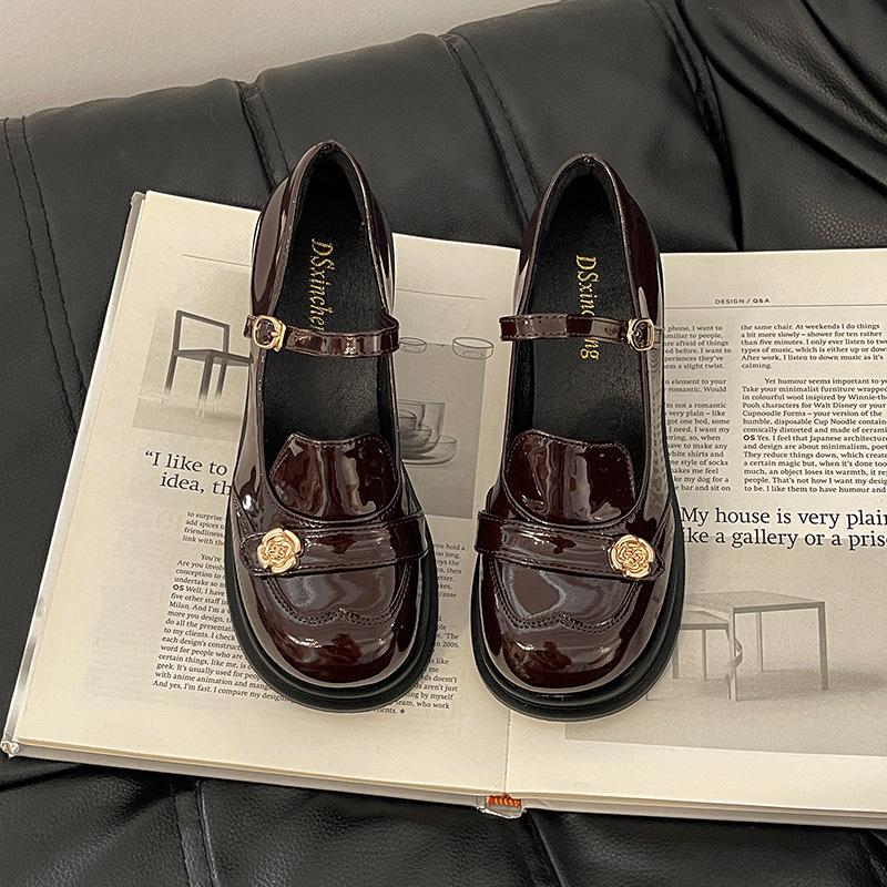 

Piaohong French New Black Camellia Love Mary Jane Shoes Women s 2025 Autumn and Winter New Round Head Thick Heel Shoes 40 тёмно-рыжий