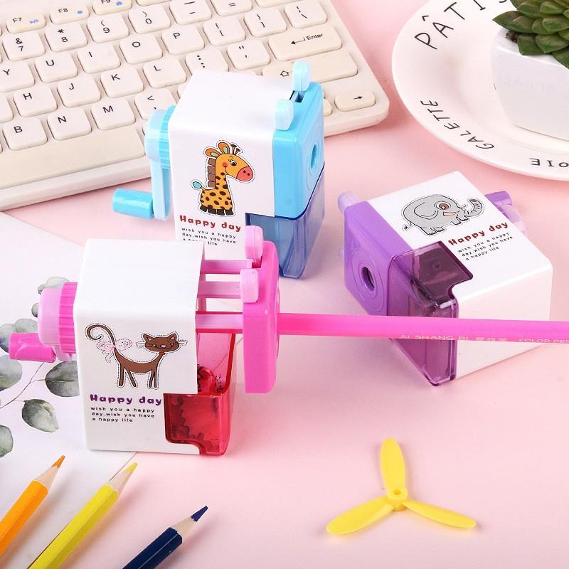 Cartoon Pencil Sharpener with Creative and Effortless Single-hole Pencil-sharpening Mechanism, Hand-cranked Pencil Knife, Student Stationery.