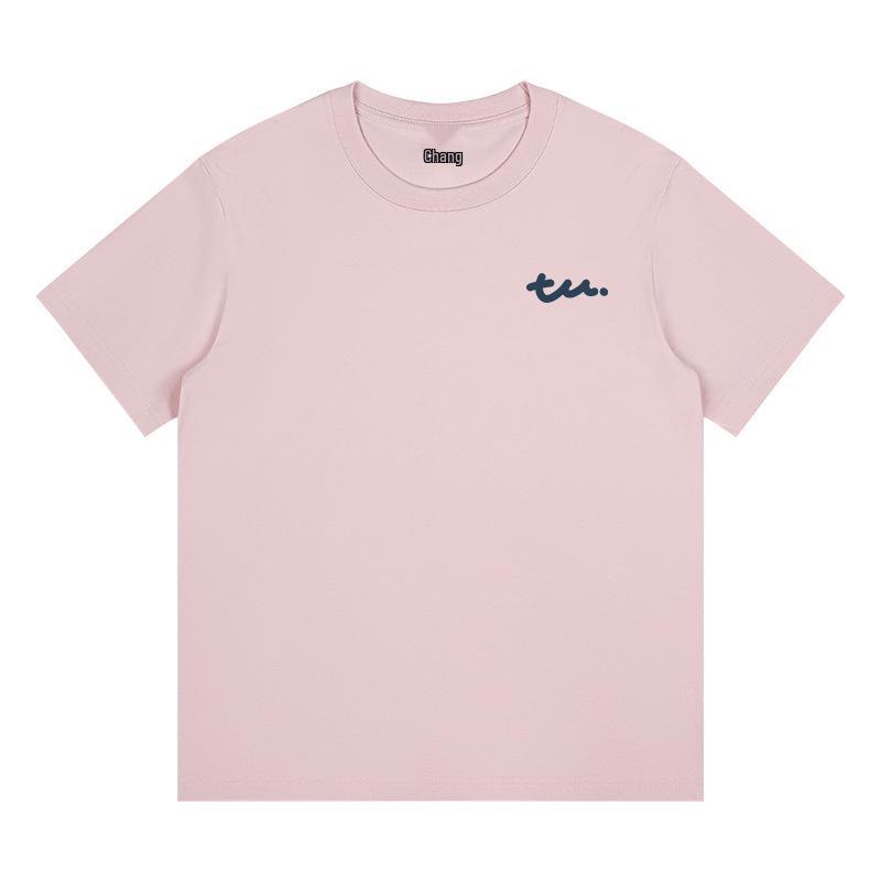 Japanese Minimalist Women's TU Print Cotton T-Shirt - Loose Short Sleeve, Round Neck, Trendy and Versatile Summer Top