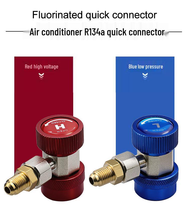 R134a Car AC Refrigerant Charging Quick Connector Adapter for High & Low Pressure