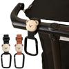 1/2Pcs Baby Stroller Hooks Cute Cartoon Bear Bicycle Stroller Organizer Hook Pu Leather Hooks For Hanging Baby Stroller