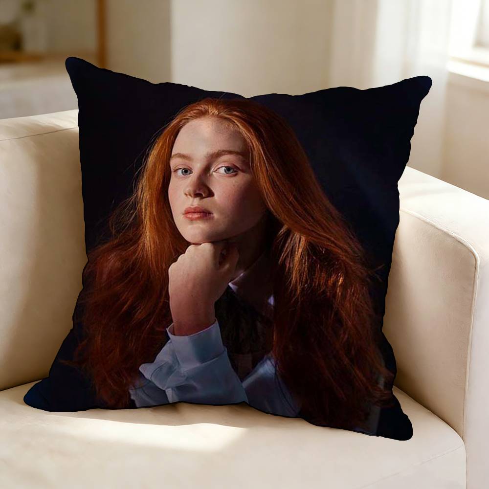 Film And Television Actress SSadie SSink Square DoubleSided Printed Pillow Case Bedroom Bedside Pillow Sofa Cushion Cover