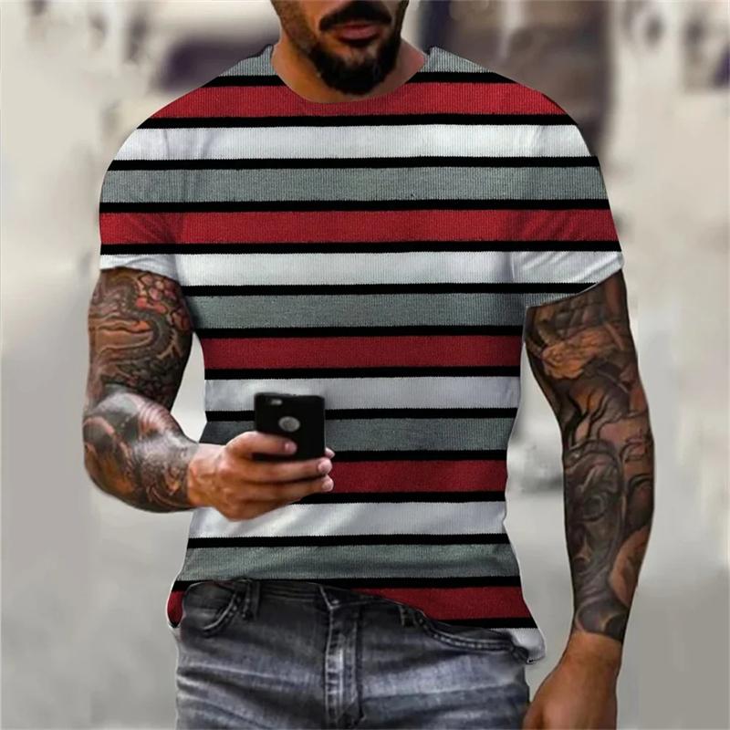 Street Hip Hop Men Women Stripe Print T-Shirt Daily Casual Oversized Sportswear Gym Tops Ropa Hombre Summer Short Sleeve Tees