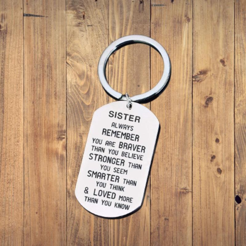 And Brother Trendy Sister Remember You Are Brave Titanium Steel Key Chain